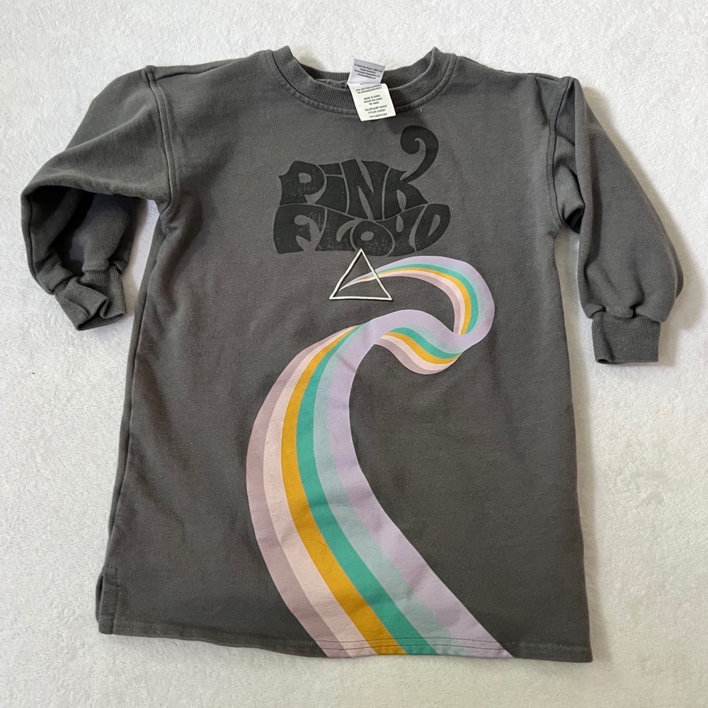 Pink Floyd Sweatshirt Dress Gray Rainbow Prism Graphic 4T
